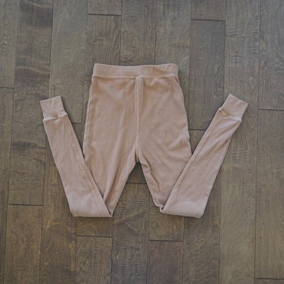 Skims Long John Leggings Womens Small Beige Ribbed Lightweight Stretch Pull On - Picture 2 of 10